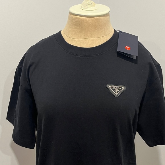 Prada Black Cotton T-Shirt NEW WITH TAGS Womens Large or Mens Small - Picture 4 of 13